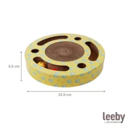 Leeby Pelusa arranhador de cartão com bola e estampado amarelo para gatos