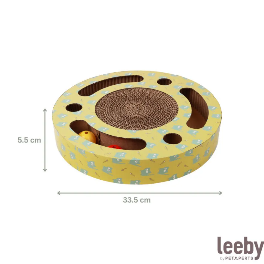 Leeby Pelusa arranhador de cartão com bola e estampado amarelo para gatos