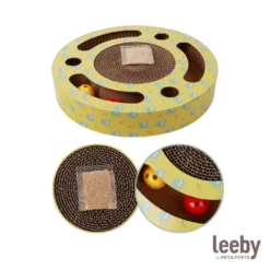 Leeby Pelusa arranhador de cartão com bola e estampado amarelo para gatos