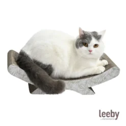 Leeby Remy Rocker arranhador de cartão horizontal com padrão de folhas para gatos