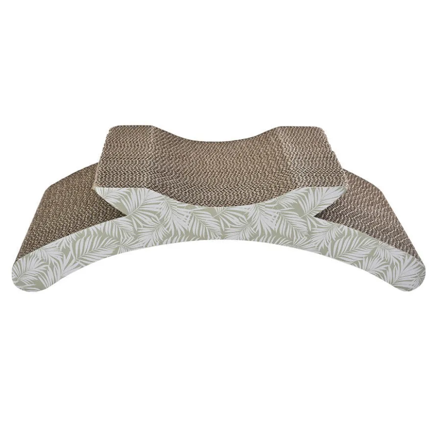 Leeby Remy Rocker arranhador de cartão horizontal com padrão de folhas para gatos