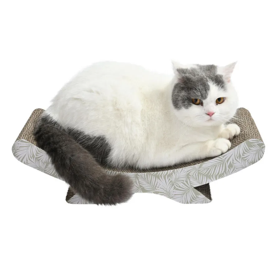 Leeby Remy Rocker arranhador de cartão horizontal com padrão de folhas para gatos