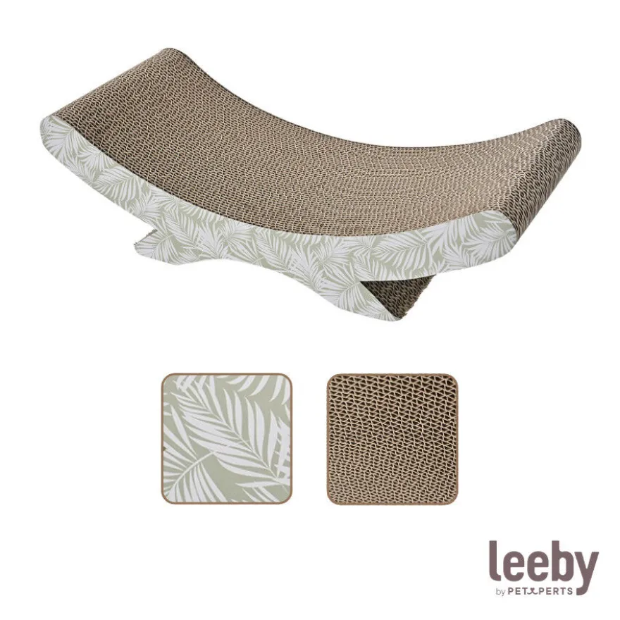Leeby Remy Rocker arranhador de cartão horizontal com padrão de folhas para gatos