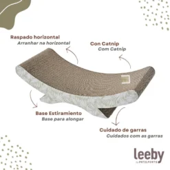 Leeby Remy Rocker arranhador de cartão horizontal com padrão de folhas para gatos