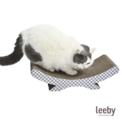 Leeby Remy Rocker arranhador de cartão horizontal com padrão vichy para gatos