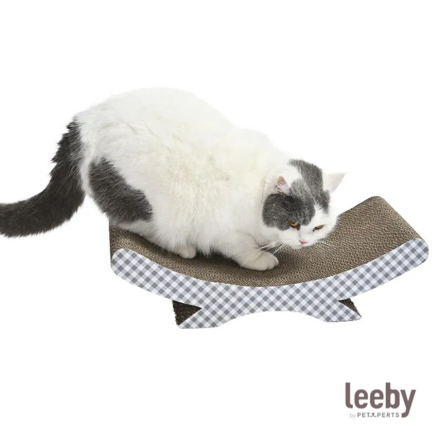 Leeby Remy Rocker arranhador de cartão horizontal com padrão vichy para gatos