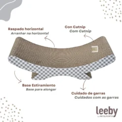 Leeby Remy Rocker arranhador de cartão horizontal com padrão vichy para gatos