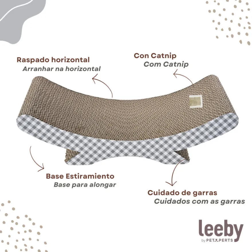 Leeby Remy Rocker arranhador de cartão horizontal com padrão vichy para gatos