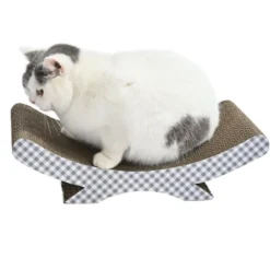 Leeby Remy Rocker arranhador de cartão horizontal com padrão vichy para gatos
