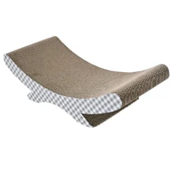 Leeby Remy Rocker arranhador de cartão horizontal com padrão vichy para gatos