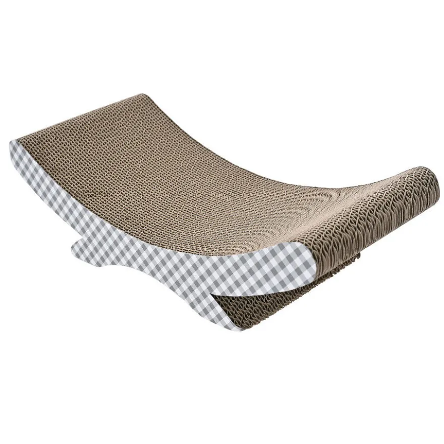 Leeby Remy Rocker arranhador de cartão horizontal com padrão vichy para gatos