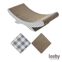 Leeby Remy Rocker arranhador de cartão horizontal com padrão vichy para gatos