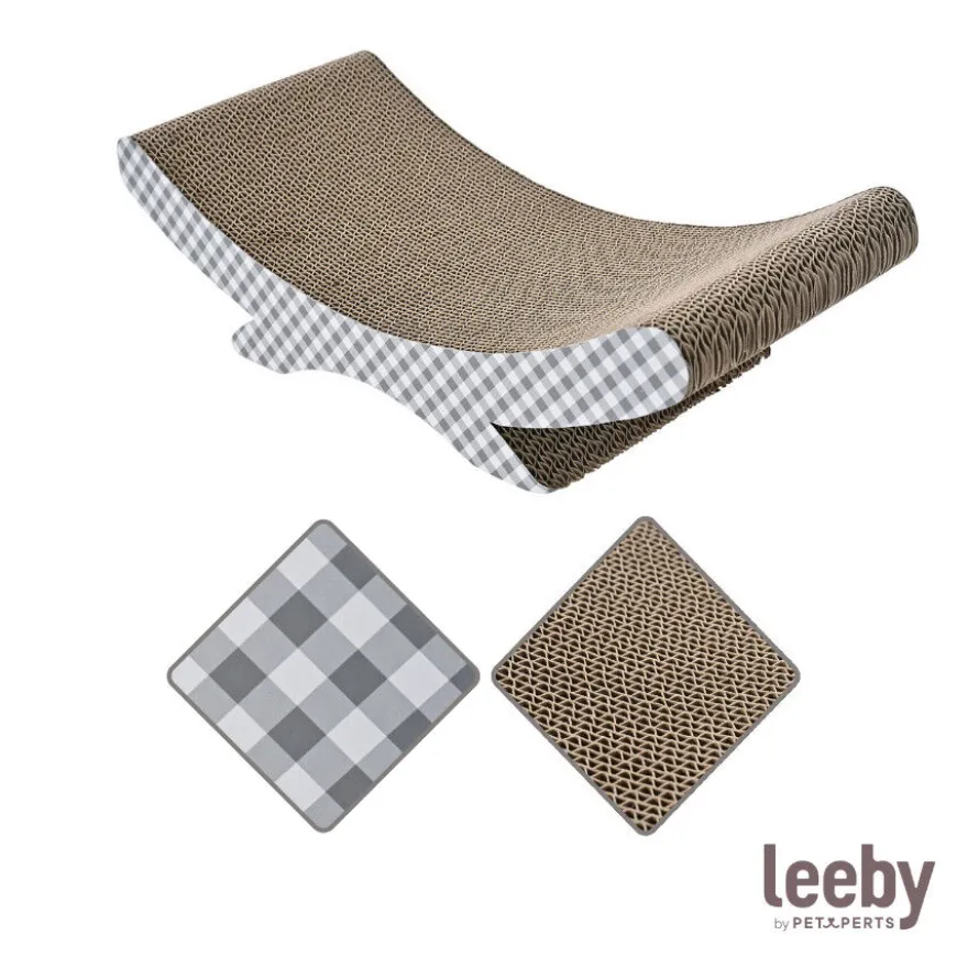 Leeby Remy Rocker arranhador de cartão horizontal com padrão vichy para gatos