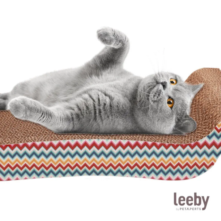 Leeby Remy Rocker arranhador horizontal de cartão com padrão colorido para gatos