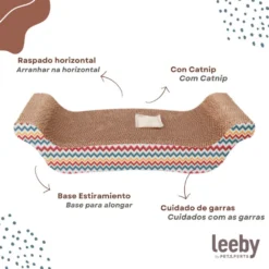 Leeby Remy Rocker arranhador horizontal de cartão com padrão colorido para gatos