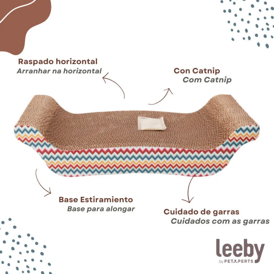 Leeby Remy Rocker arranhador horizontal de cartão com padrão colorido para gatos