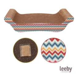 Leeby Remy Rocker arranhador horizontal de cartão com padrão colorido para gatos