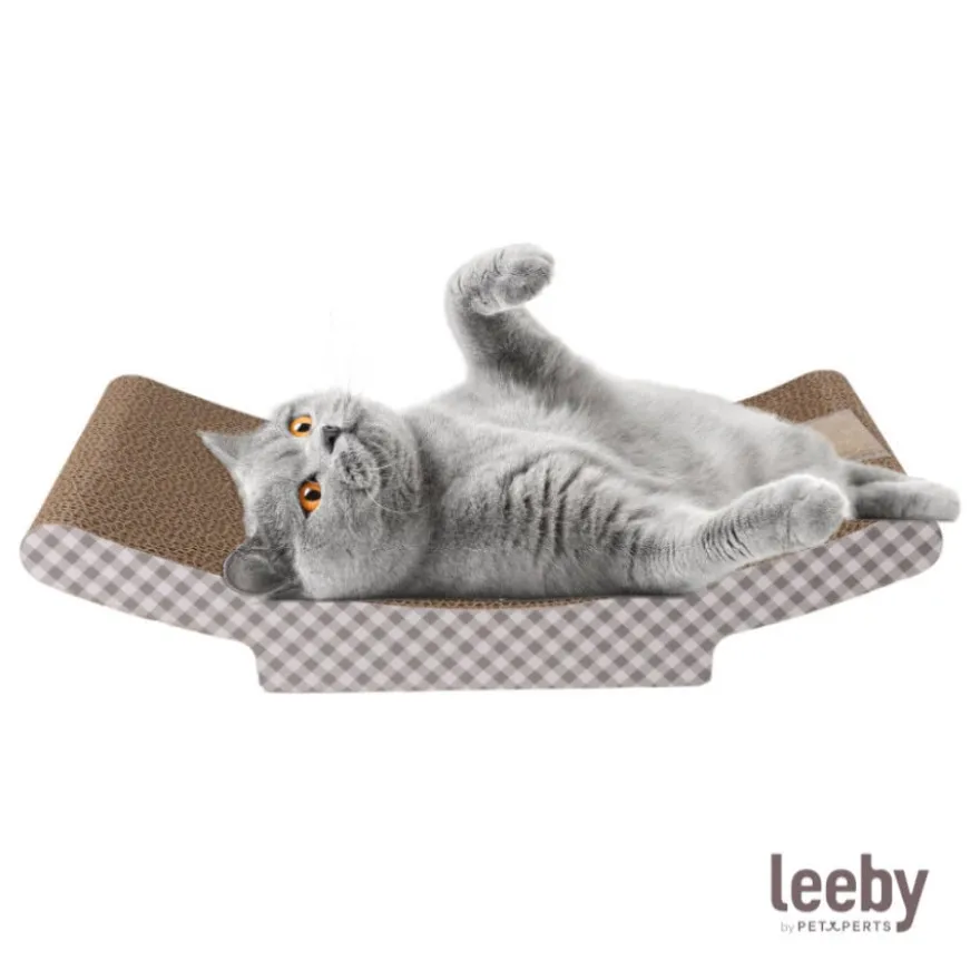 Leeby Remy Rocker arranhador horizontal de cartão com padrão quadrados para gatos