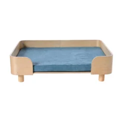 Leeby Sofá com almofada Azul removível para cães