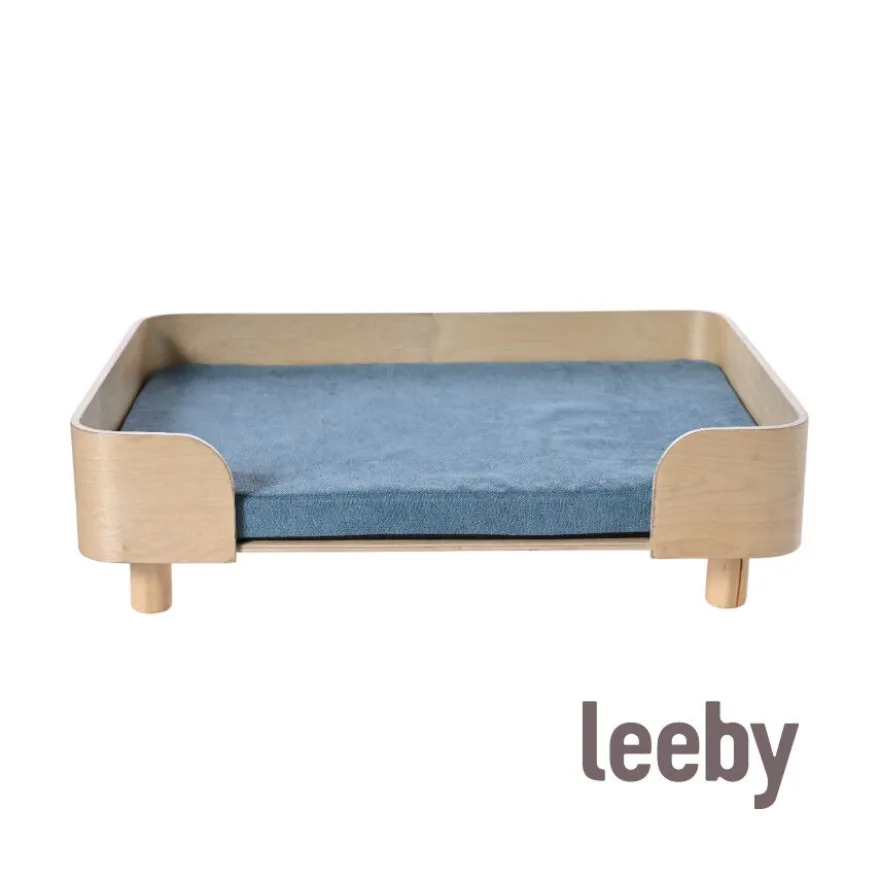 Leeby Sofá com almofada Azul removível para cães