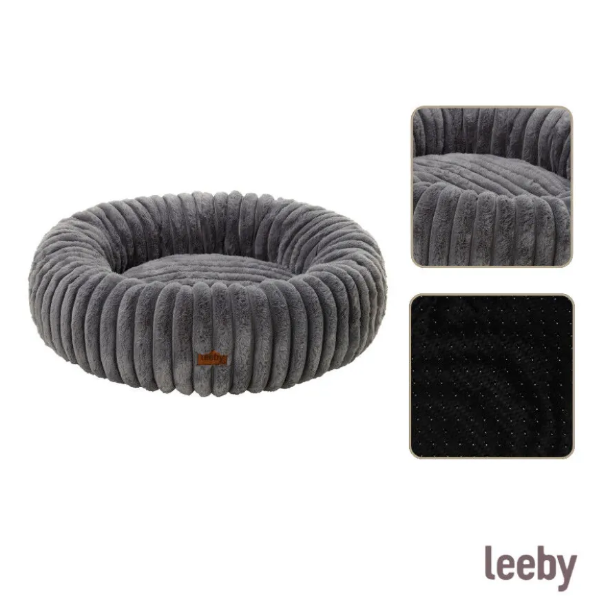Leeby Sofá Donut em Bombazine Cinzento para cães