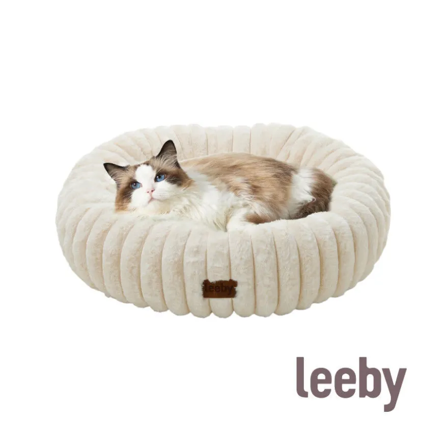 Leeby Sofá Donut em Bombazine Creme para gatos