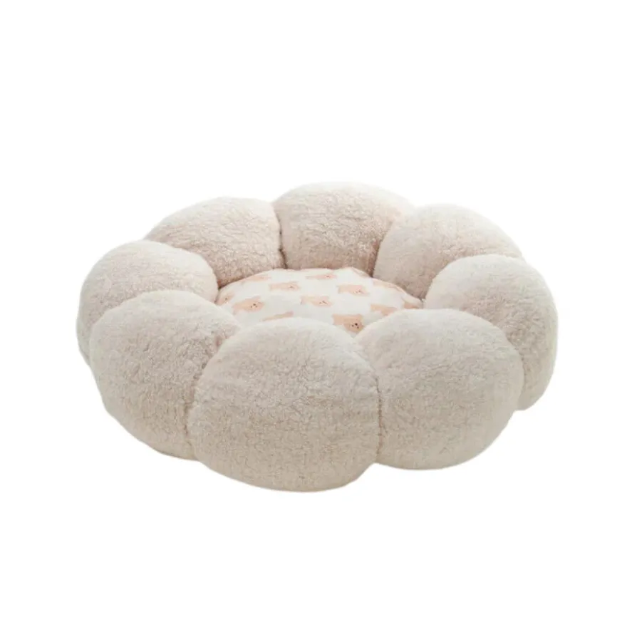 Leeby Sofá Flower Bed Bege para cachorros