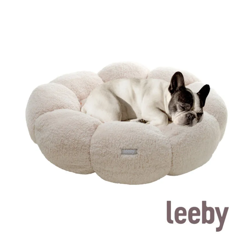 Leeby Sofá Flower Bed Bege para cachorros