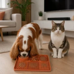 Leeby Tapete de Lamber Laranja para cães e gatos