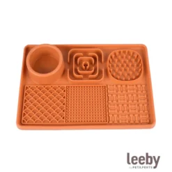 Leeby Tapete de Lamber Laranja para cães e gatos