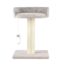 Leeby Tigrou arranhador com cama e brinquedo cinzento para gatos