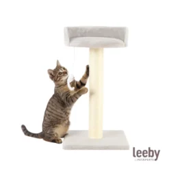 Leeby Tigrou arranhador com cama e brinquedo cinzento para gatos