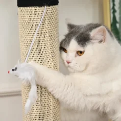 Leeby Tito arranhador para pé de mesa com brinquedo para gatos