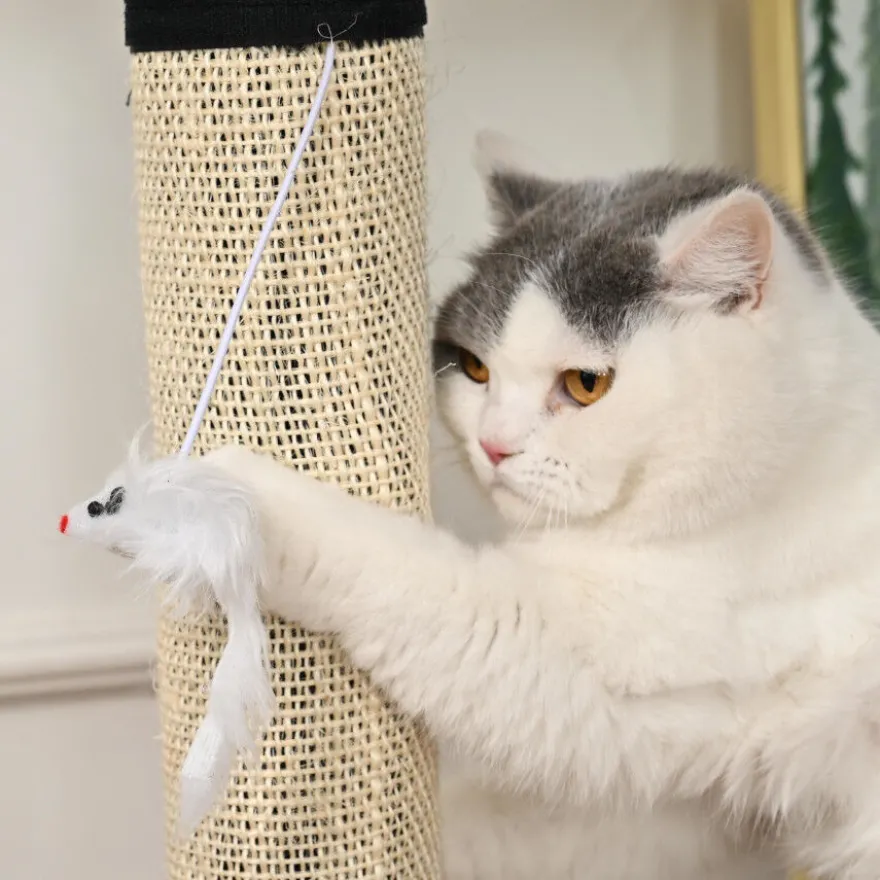 Leeby Tito arranhador para pé de mesa com brinquedo para gatos
