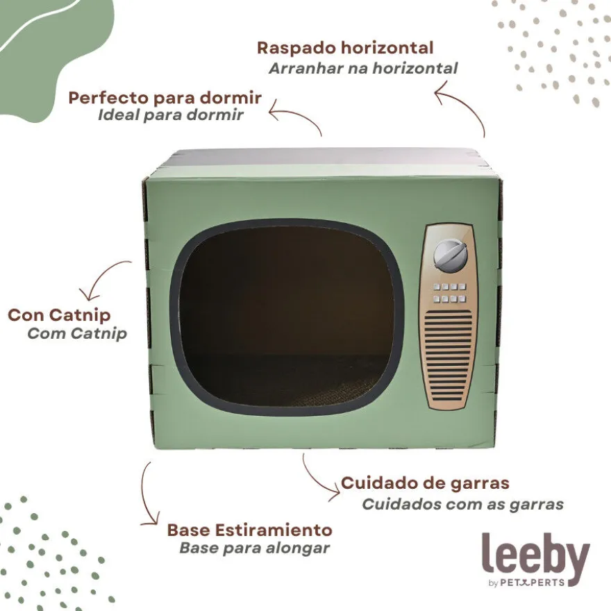 Leeby Tommy TV cama nido com arranhador de cartão para gatos