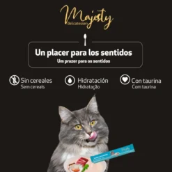 Majesty Snack Líquido de Atum com Vieira para gatos