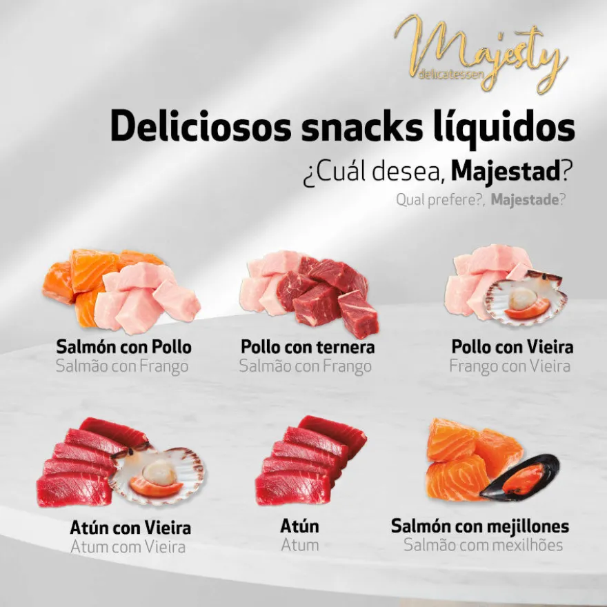 Majesty Snack líquido de frango e vitela para gatos