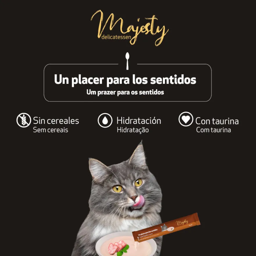 Majesty Snack líquido de frango e vitela para gatos