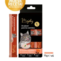 Majesty Snack Líquido de Salmão com Mexilhões para gatos