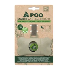 M-pets Poo Bamboo Porta Sacos Biodegradáveis + 15 sacos de cocó para cão