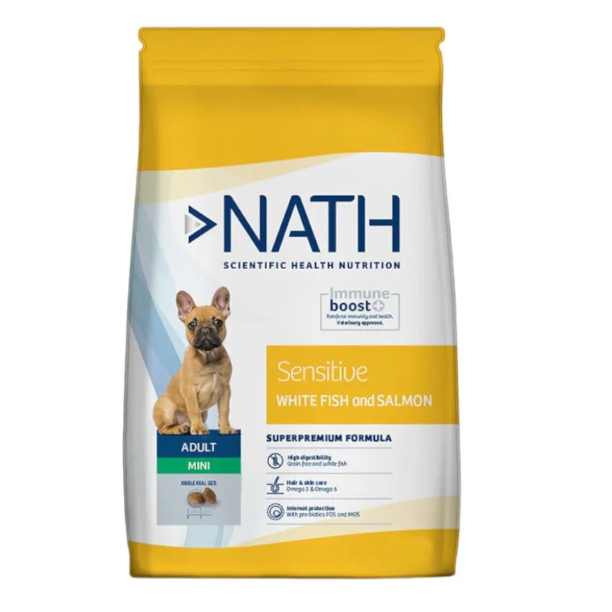 Nath Adult Mini Sensitive Peixe Branco e Salmão ração para cães