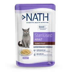 Nath Adult Sterilised Filetes de Peru Saqueta em molho para gatos
