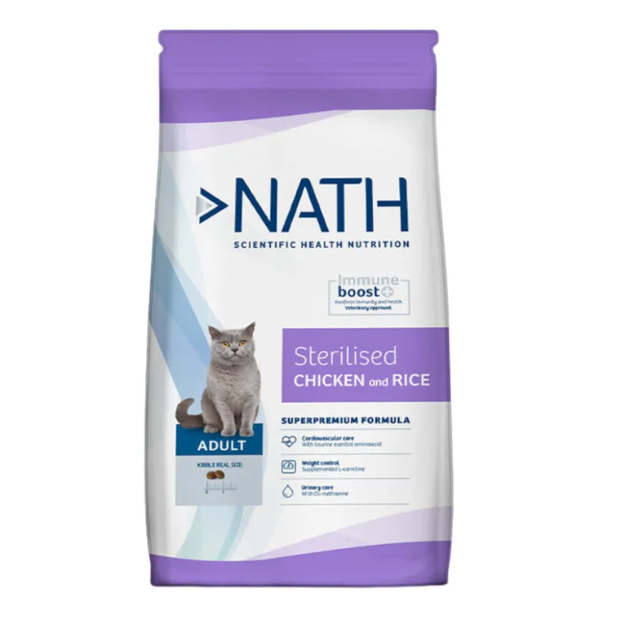Nath Adult Sterilised Frango e Arroz ração para gatos
