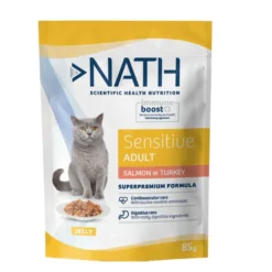 Nath Sensitive Adult Salmão e Peru em Gelatina Saquetas para gatos
