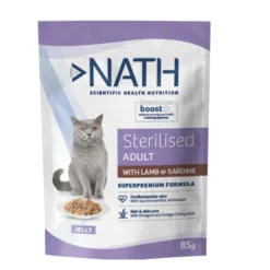 Nath Sterilised Adult Cordeiro e Sardinha em Gelatina Saquetas para gatos