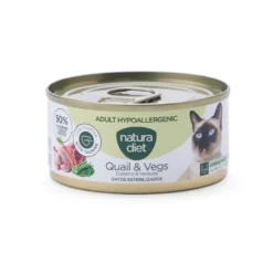 Natura Diet Adult Hypoallergenic Comida Húmida de Codorniz e Legumes em Lata para gatos
