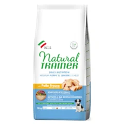Natural Trainer Puppy & Junior Medium Ração de frango para cachorros