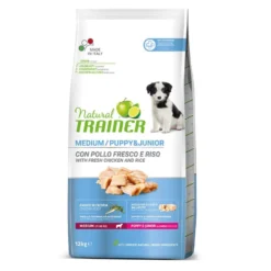 Natural Trainer Puppy & Junior Medium Ração de frango para cachorros