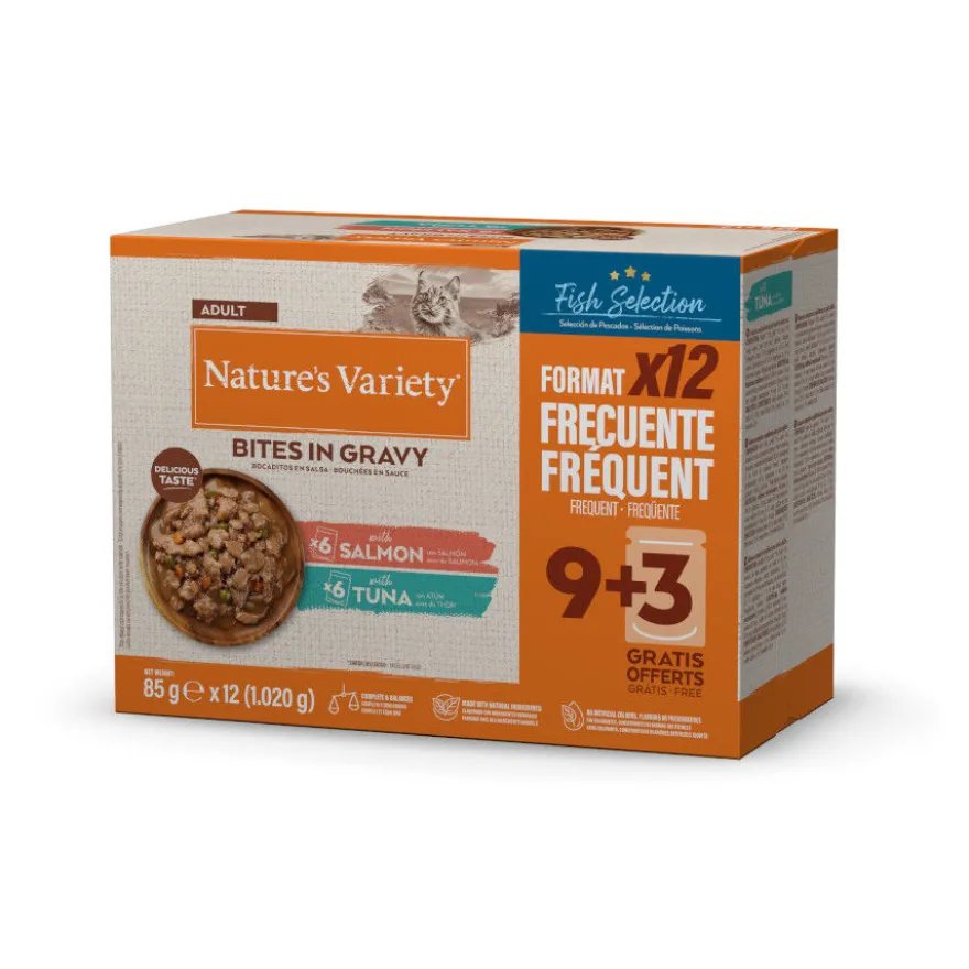 Nature's Variety Adult Fish Selection Atum e Salmão em Molho para Gatos