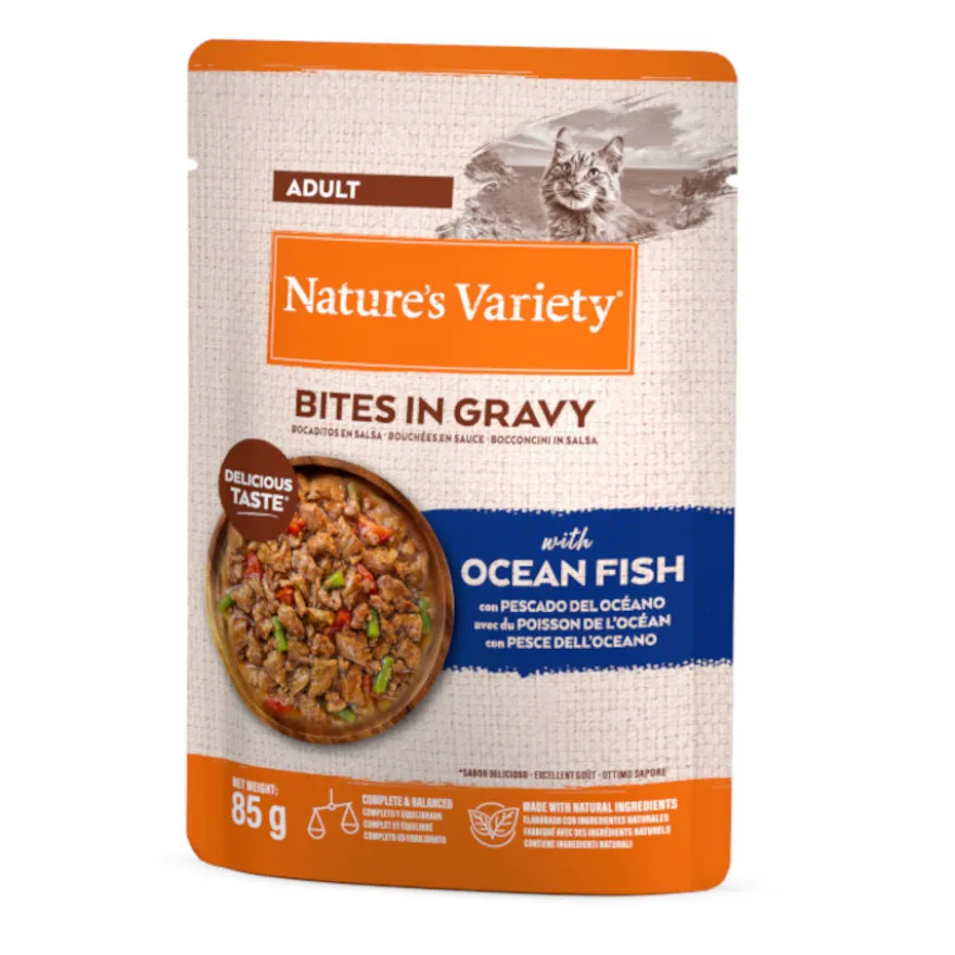 Nature's Variety Adult Ocean Fish Bites em Molho para Gatos
